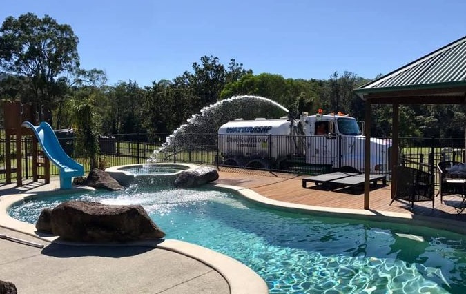 Long hose provides easy access for pool filling on the Gold Coast